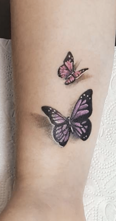 Purple Butterfly Tattoo On Wrist