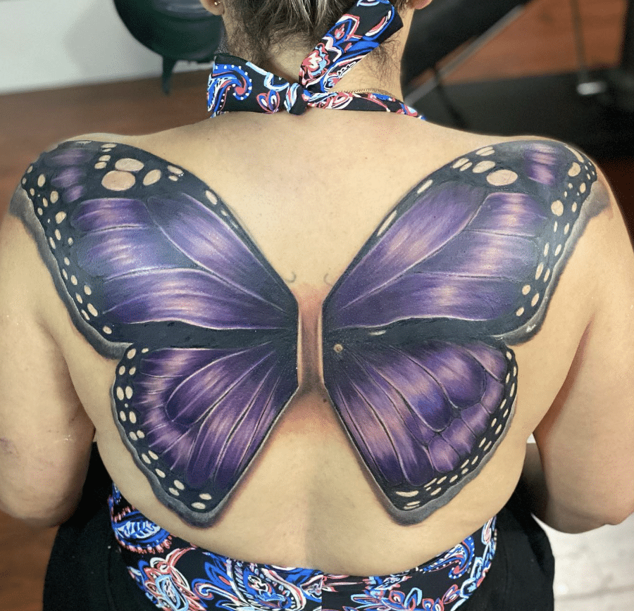 Purple Butterfly Wings Tattoo