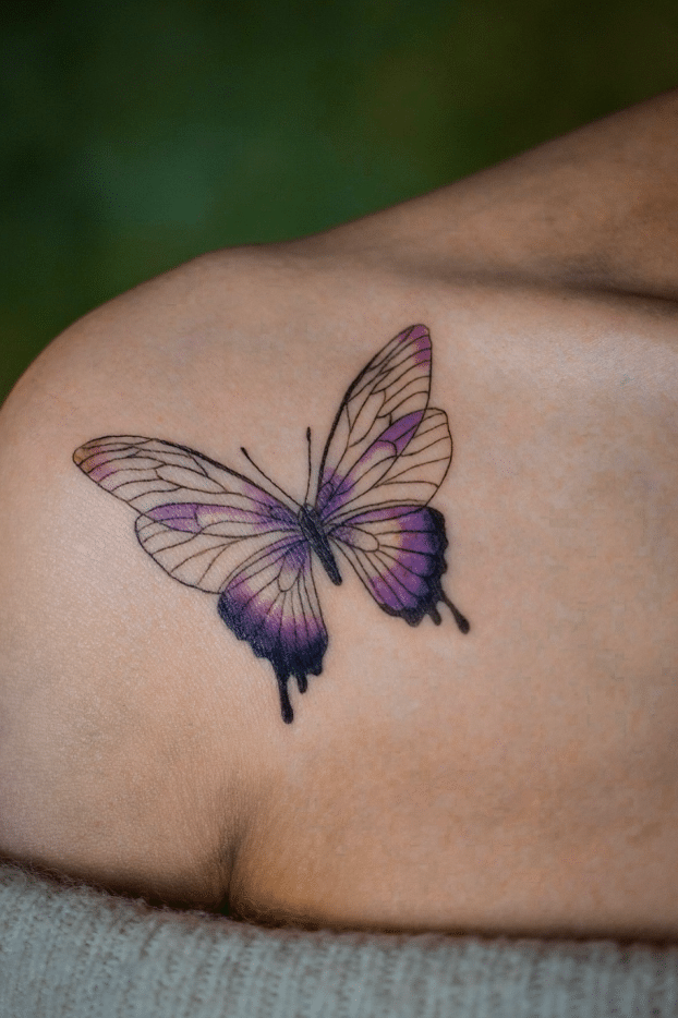 Purple Hue Butterfly Tattoo
