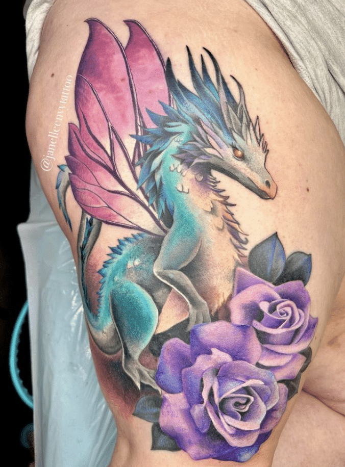 Purple Rose Dragon Tattoo
