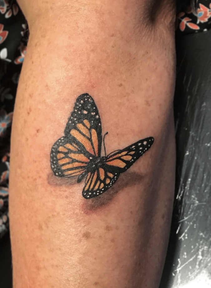 Realistic Yellow Butterfly Tattoo