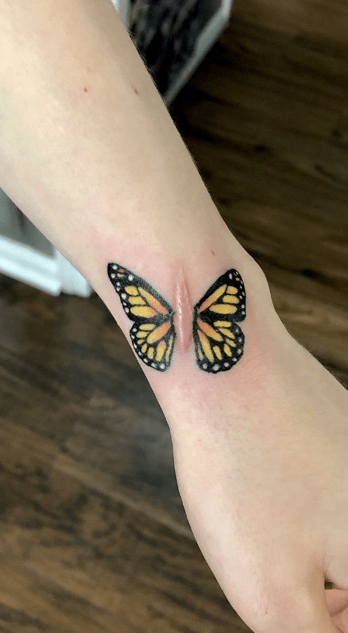 Scar Yellow Butterfly Tattoo
