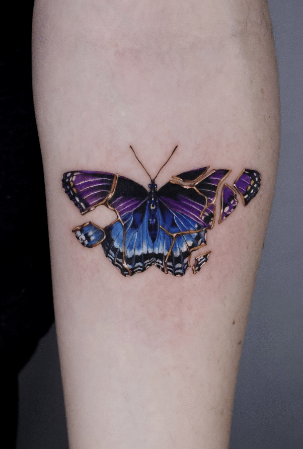 Shattered Butterfly Tattoo