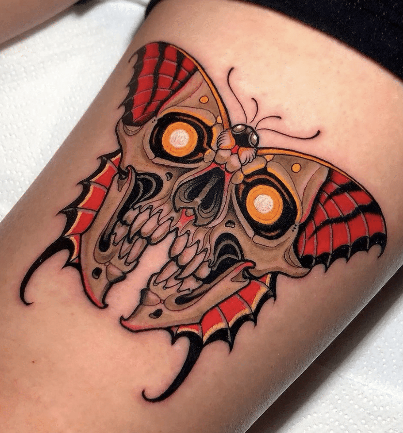 Skull Moth Tattoo Design
