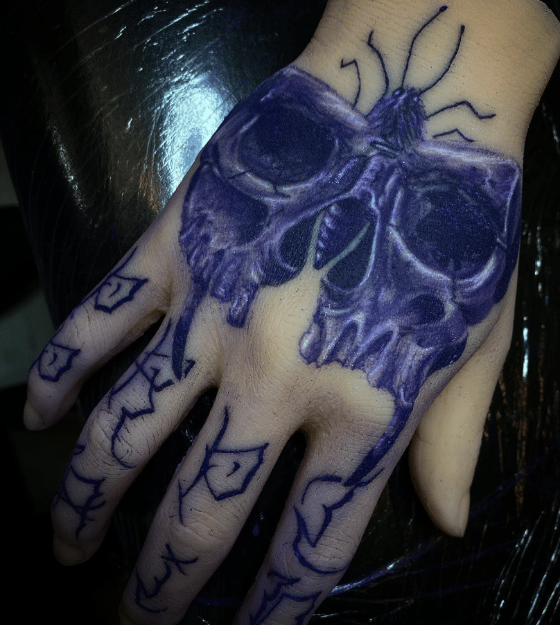 Skull Purple Butterfly Tattoo
