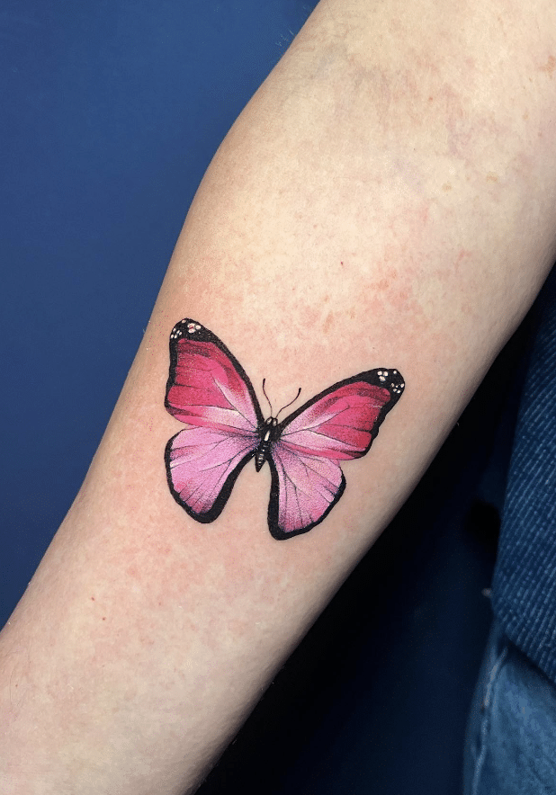 Standard Pink Butterfly Tattoo