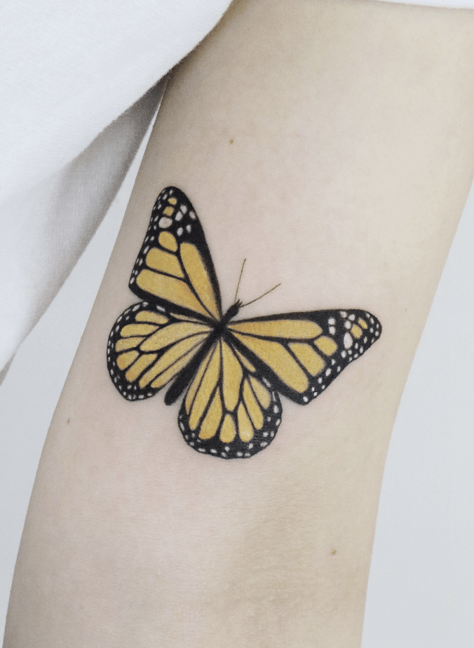 Standard Yellow Butterfly Tattoo