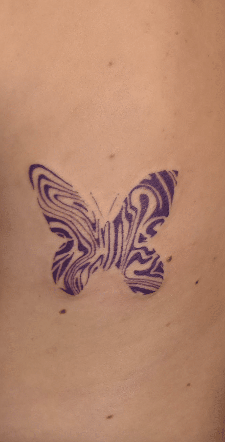 Suminagashi Purple Butterfly Tattoo