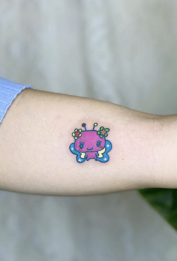 Tamagotchi Pink Butterfly Tattoo
