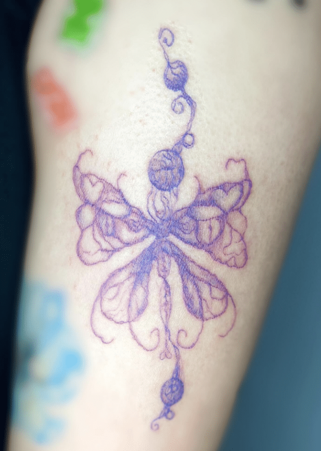 Thread Purple Butterfly Tattoo