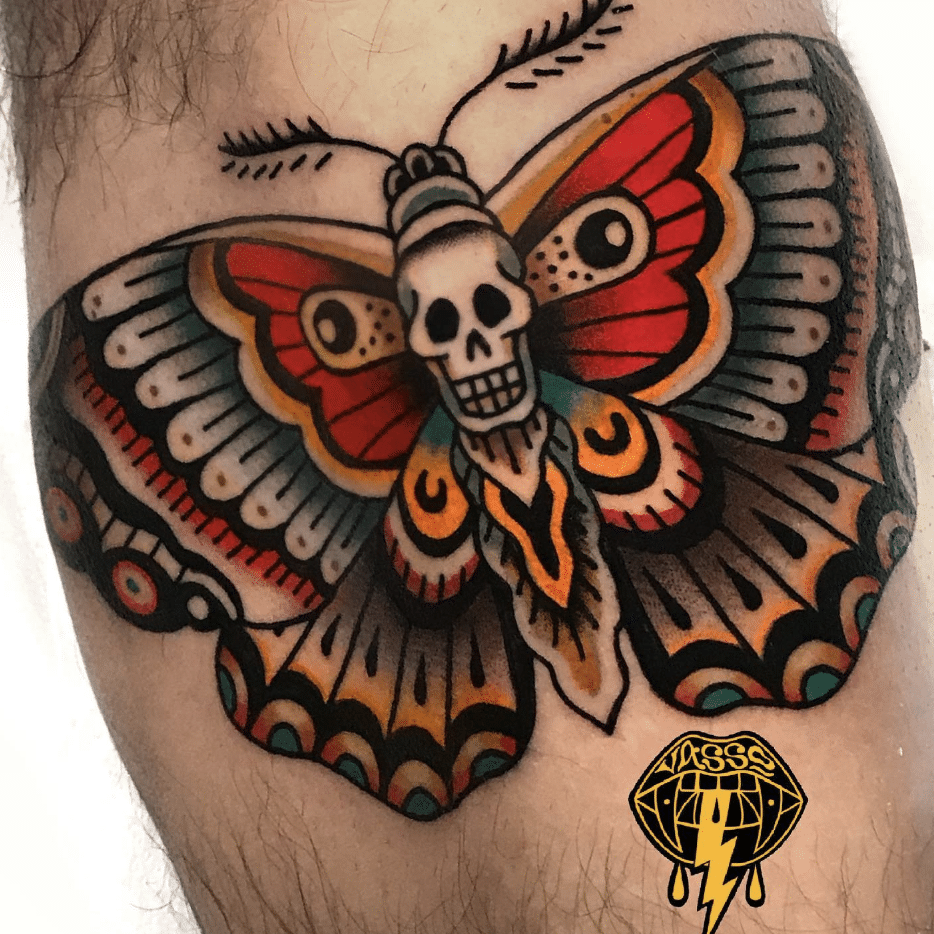 Traditional Colorful Butterfly Tattoo
