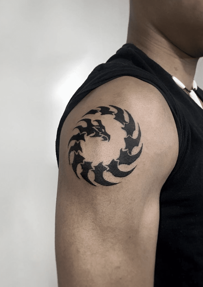 Tribal Dragon Tattoo Design On The Shoulder