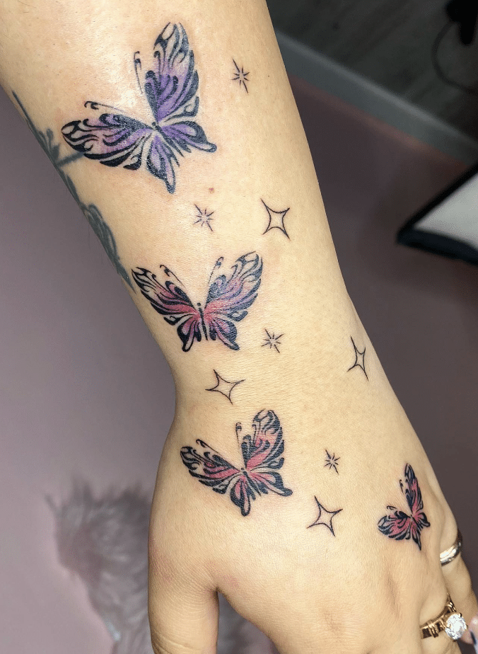 Tribal Purple Butterfly Tattoo