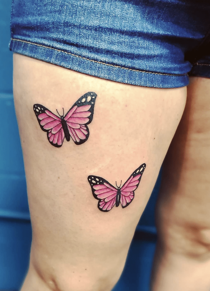 Two Pink Butterflies Tattoo