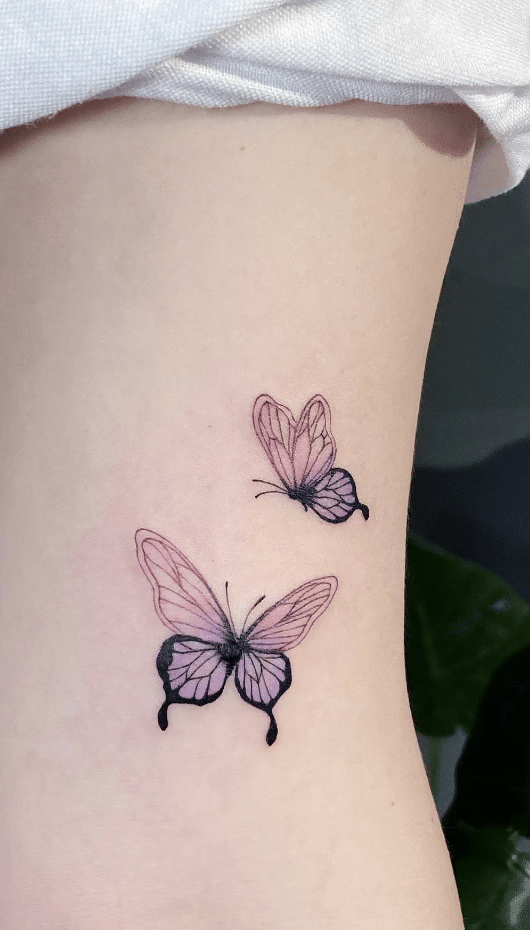 Two Purple Butterflies Tattoo