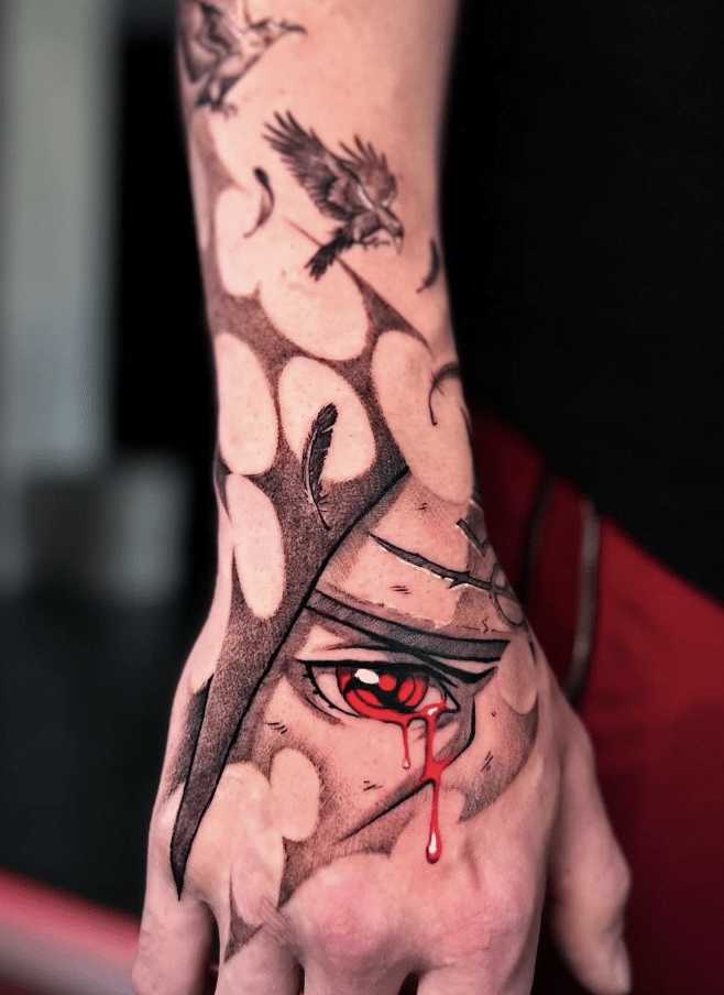 Uchiha Itachi Naruto Hand Tattoo