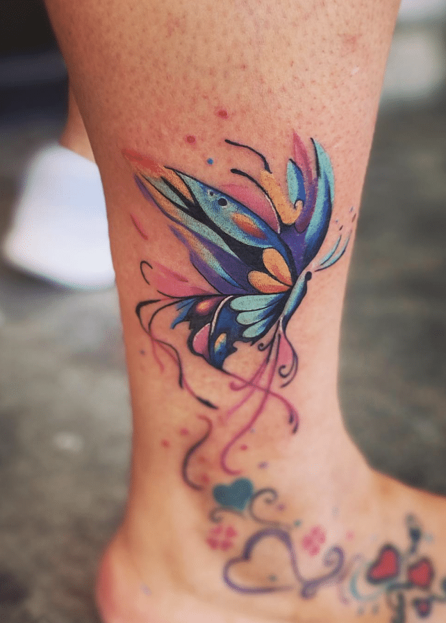 Vibrant Colorful Butterfly Tattoo