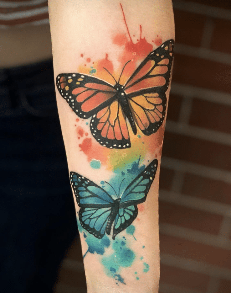 Watercolor Colorful Butterfly Tattoo