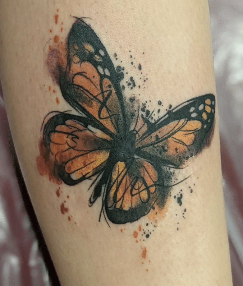 Watercolor Monarch Tattoo