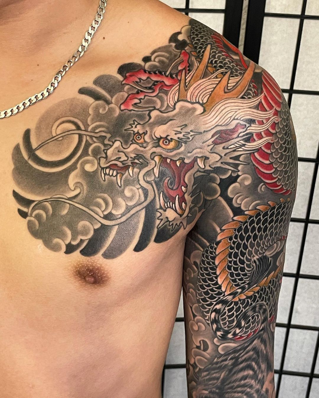 White Yakuza Dragon Tattoo