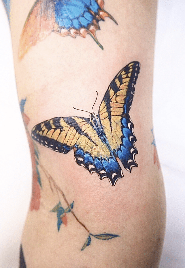 Yellow Colorful Butterfly Tattoo