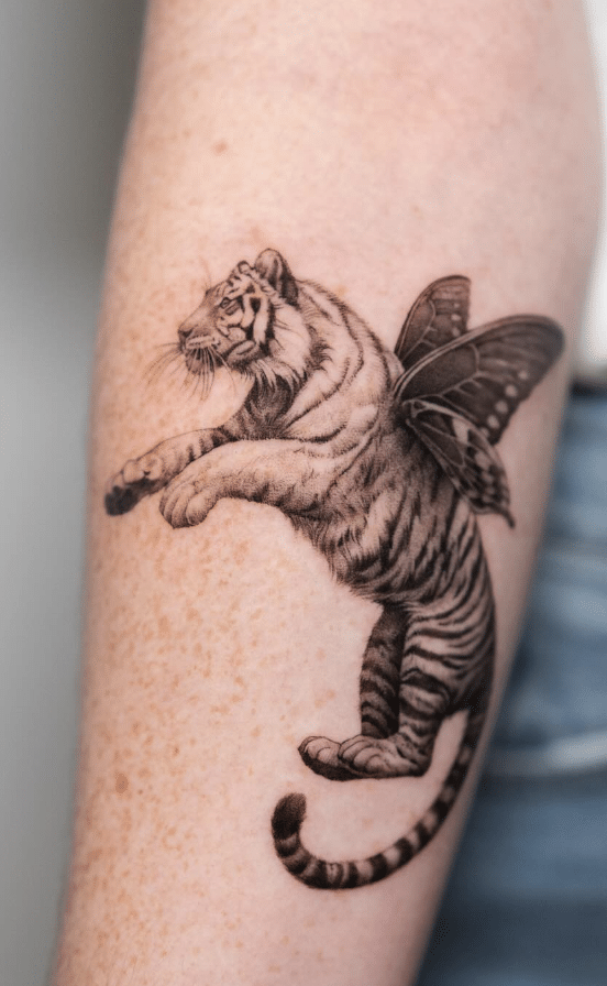 Butterfly Wings Tiger Tattoo