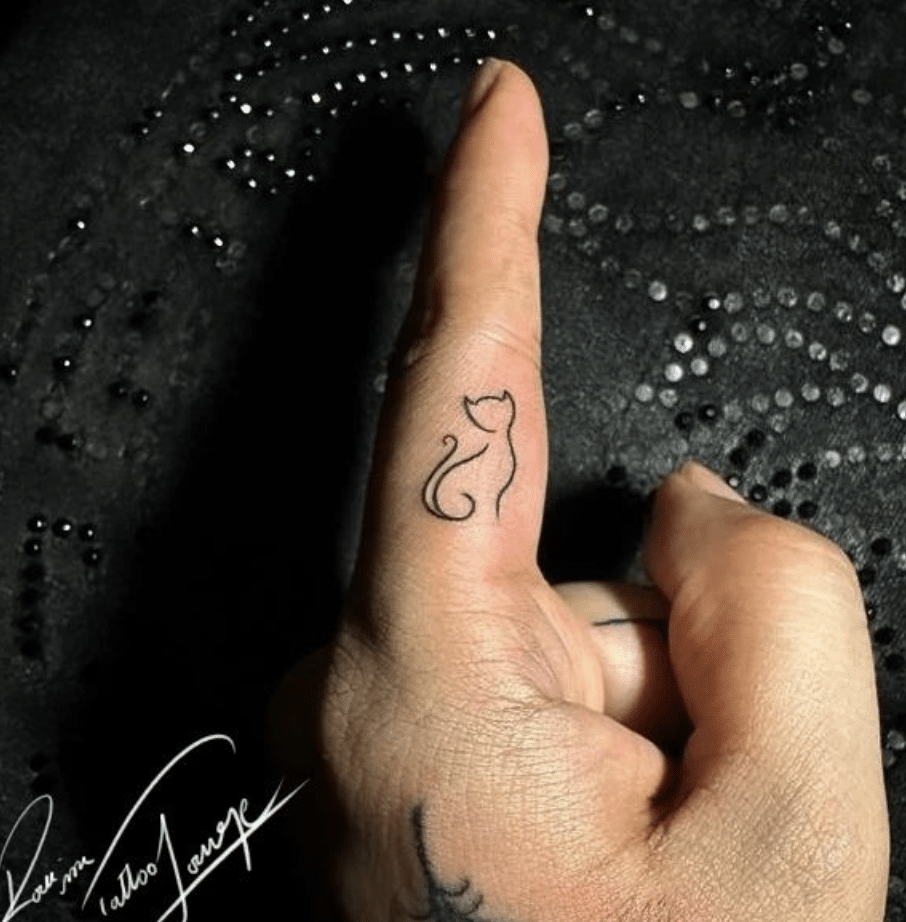Cat Finger Tattoo