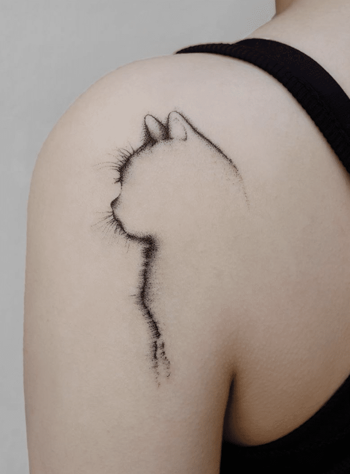 Cat Tattoo On Shoulder Idea