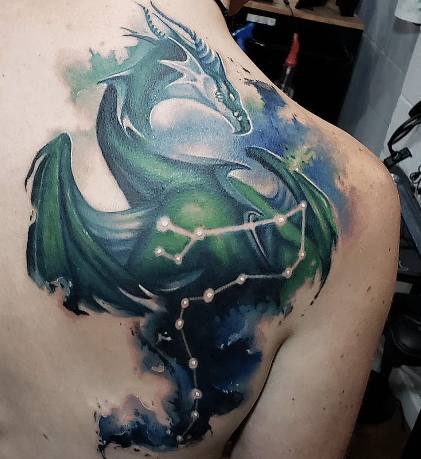 Constellation Green Dragon Tattoo