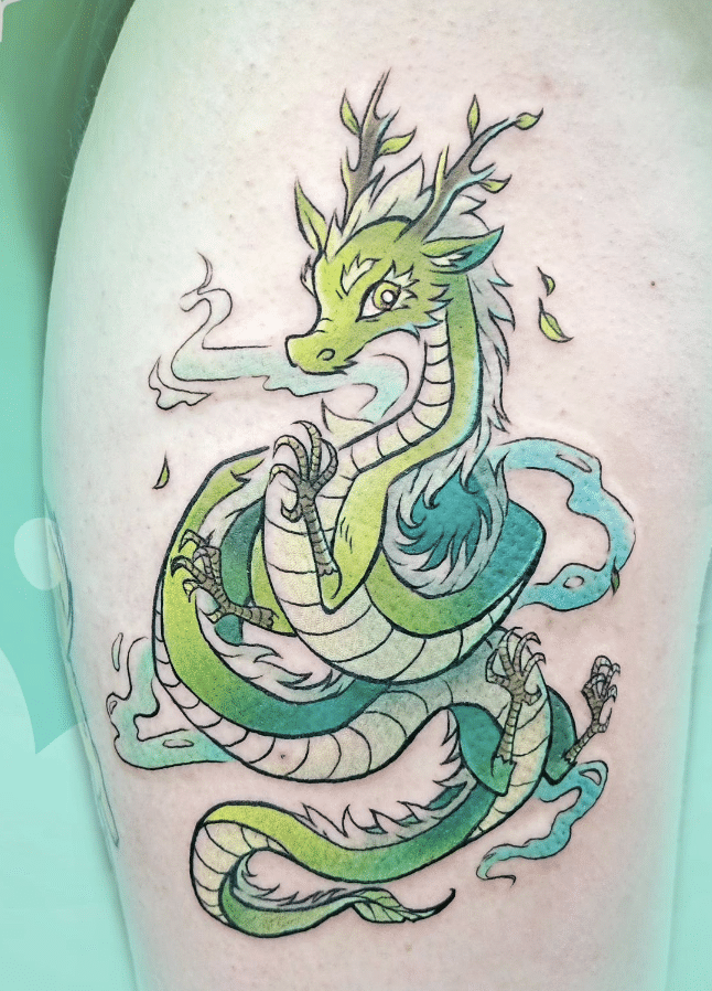 Cute Green Dragon Tattoo