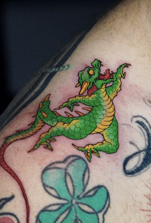 Dancing Green Dragon Tattoo
