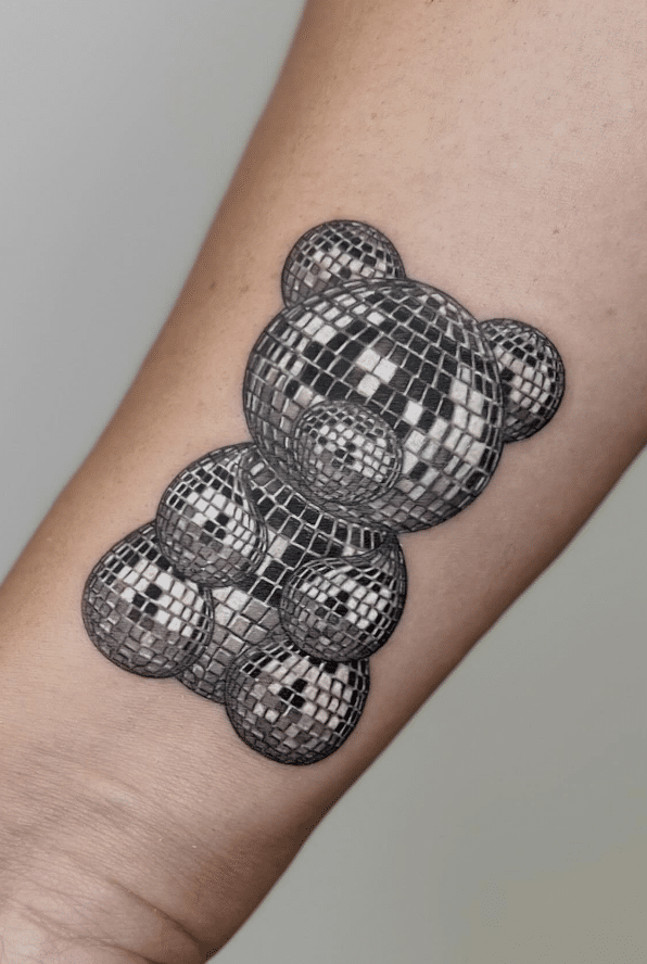 Disco Ball Bear Tattoo