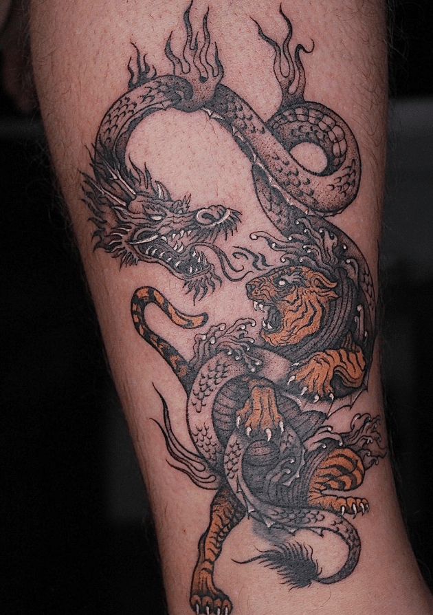 Dragon Tiger Tangle Tattoo