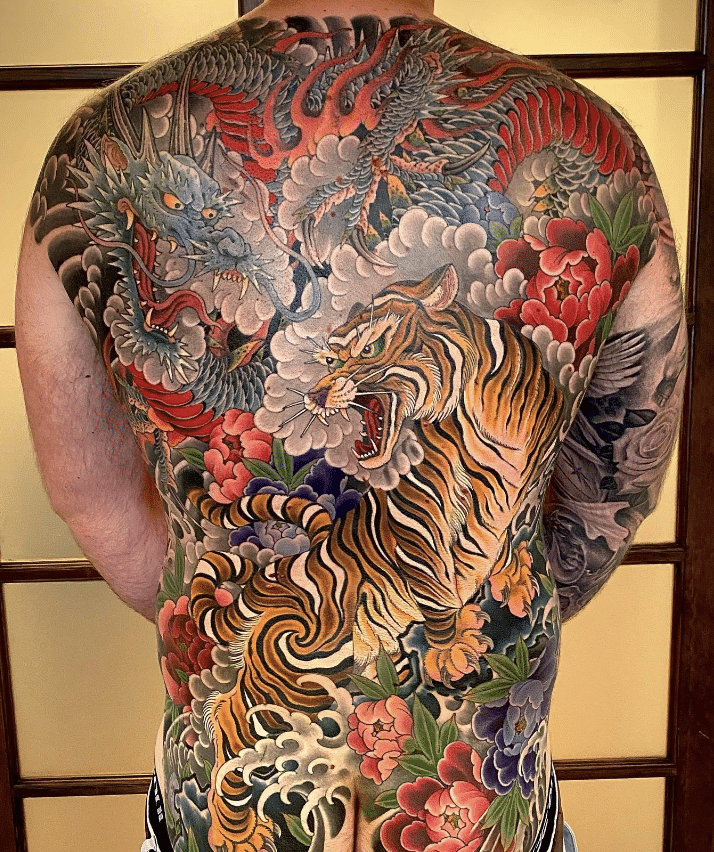 Dragon Tiger Tattoo On Back