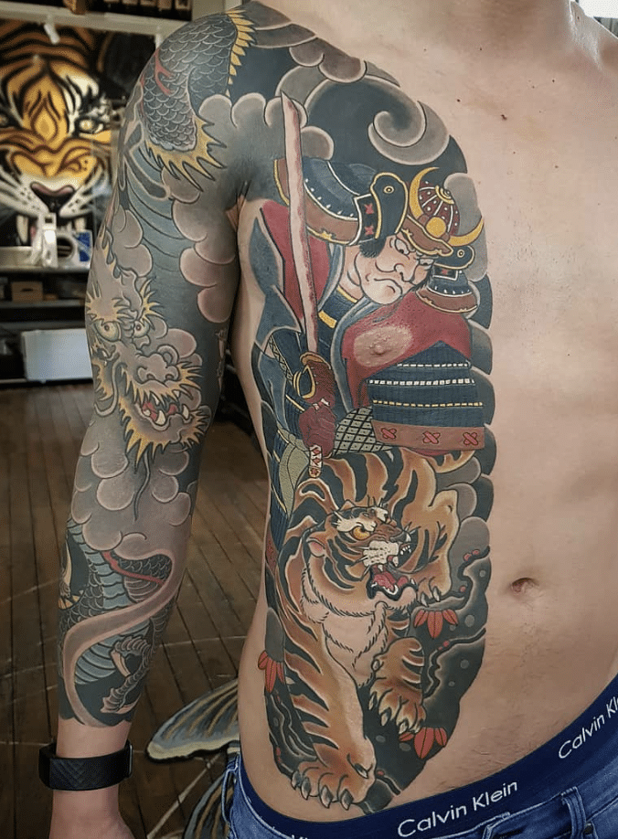 Dragon, Tiger and Samurai Tattoo