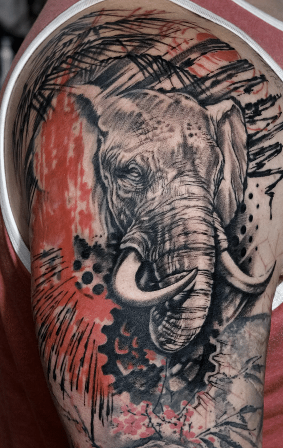 Elephant Tattoo On Shoulder