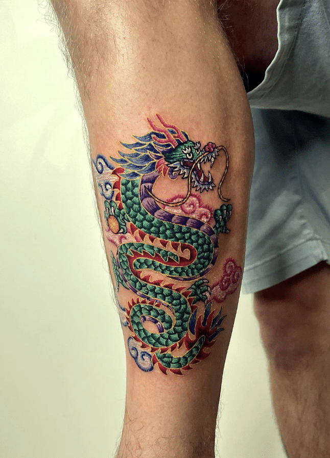 Embroidered Green Dragon Tattoo