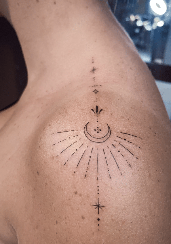 Fine-Line Shoulder Tattoo