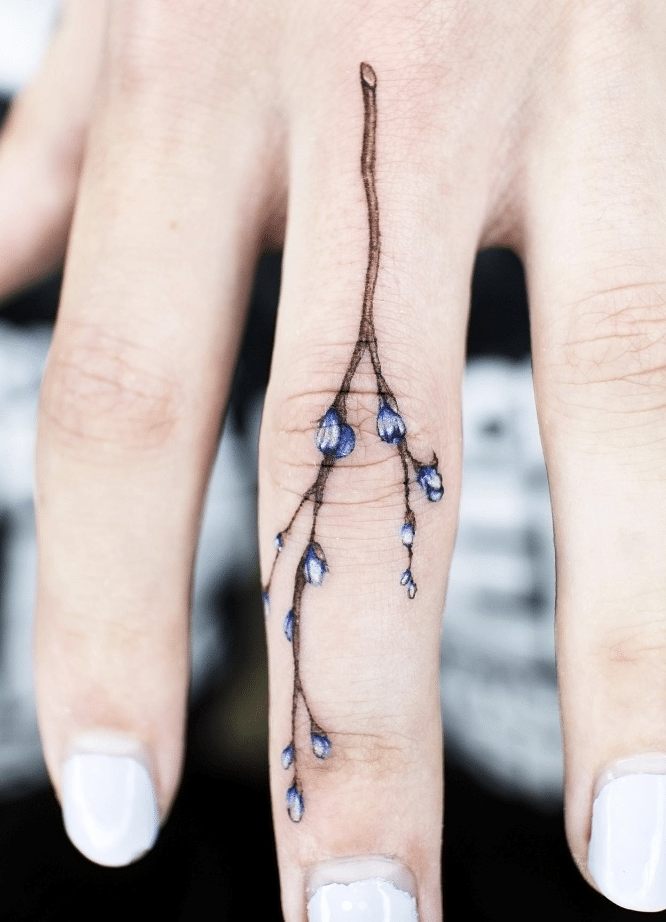 Flower Buds Finger Tattoo