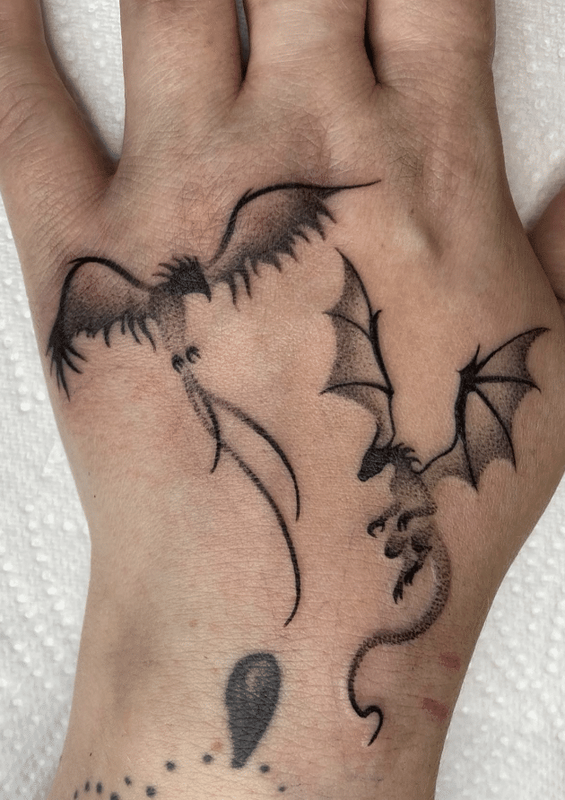 Hand Dragon And Phoenix Tattoo