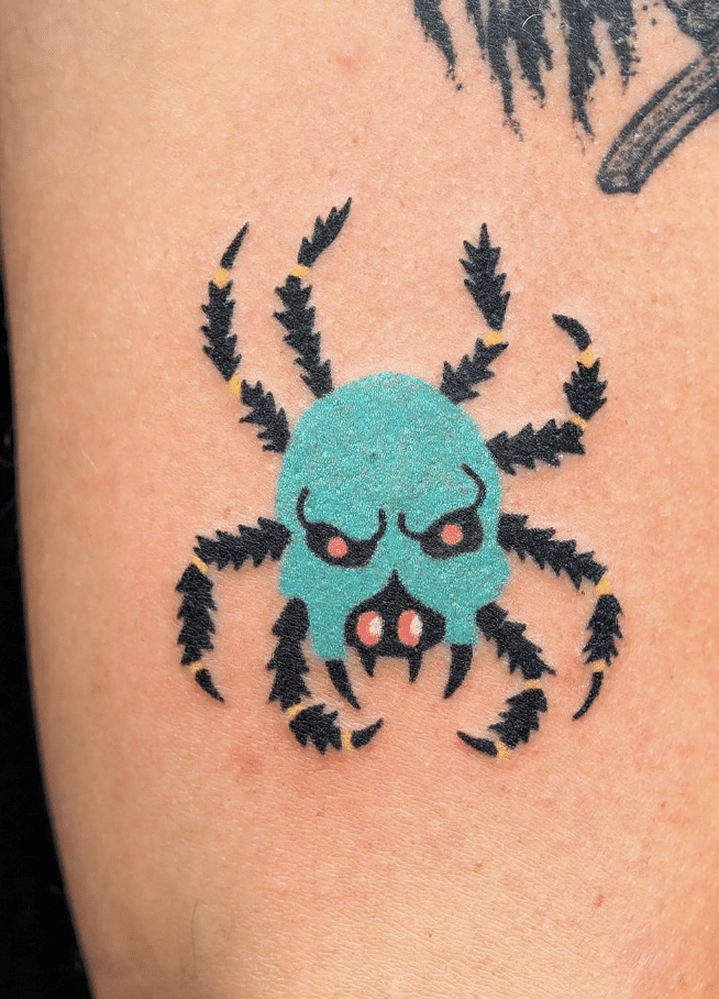 Handpoked Spider Tattoo
