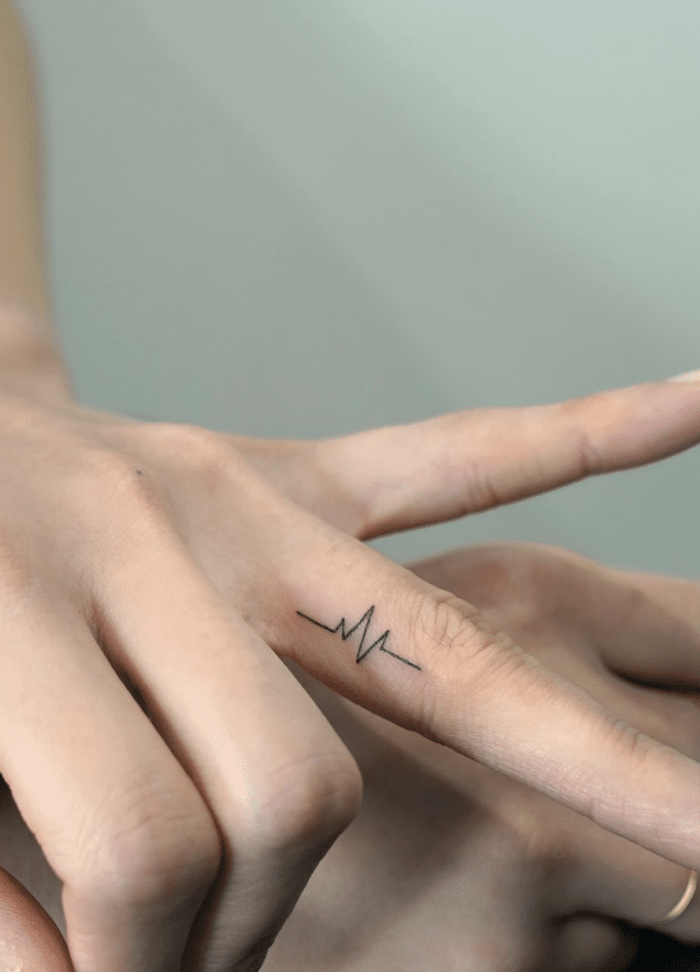 Heartbeat Finger Tattoo