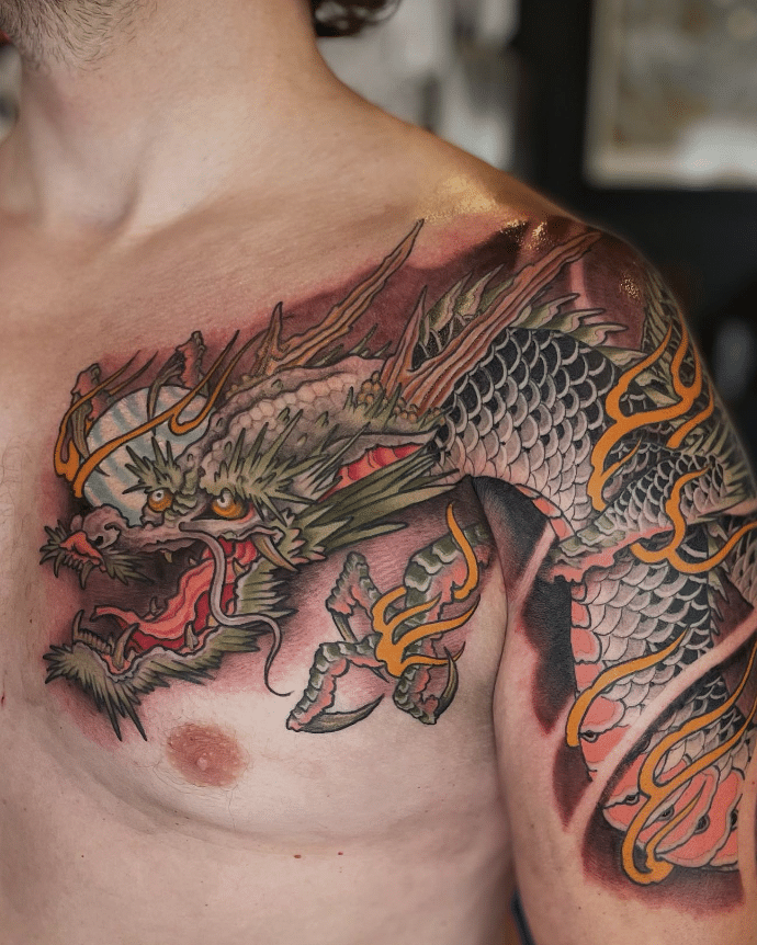 Irezumi Green Dragon Tattoo