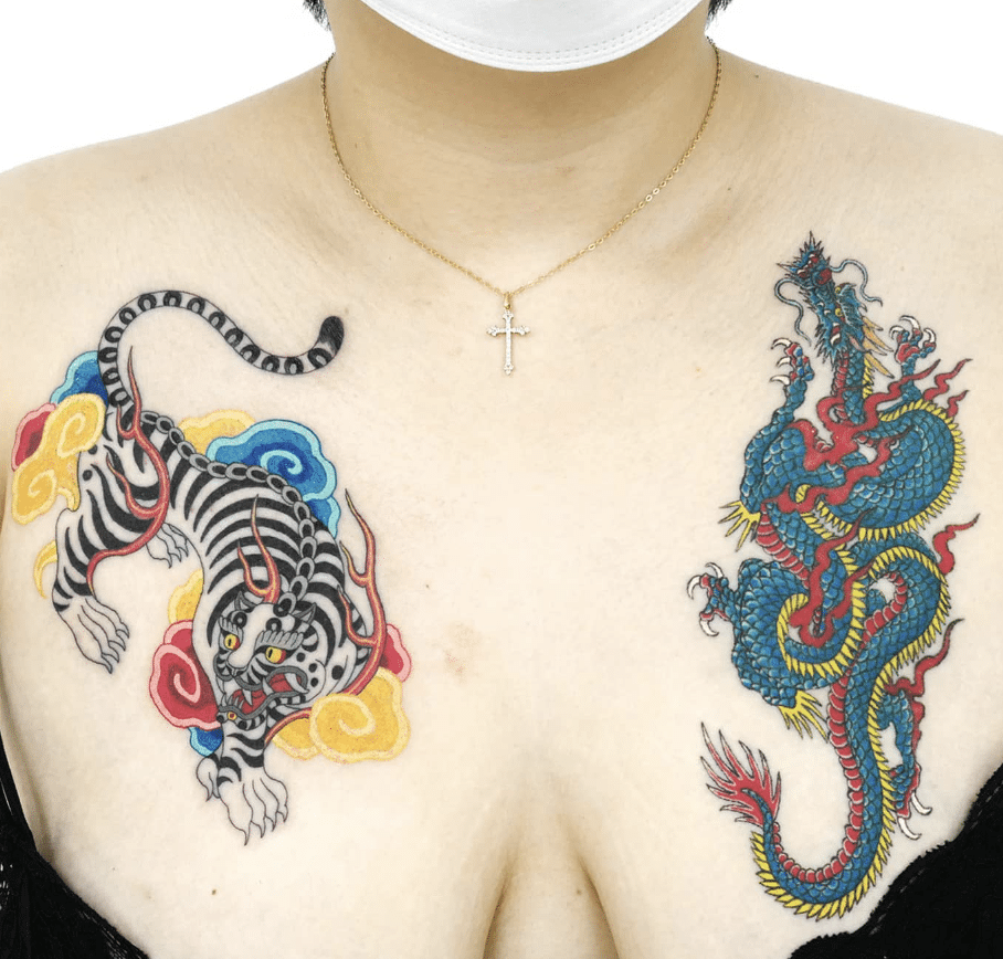 Korean Dragon Tiger Tattoo