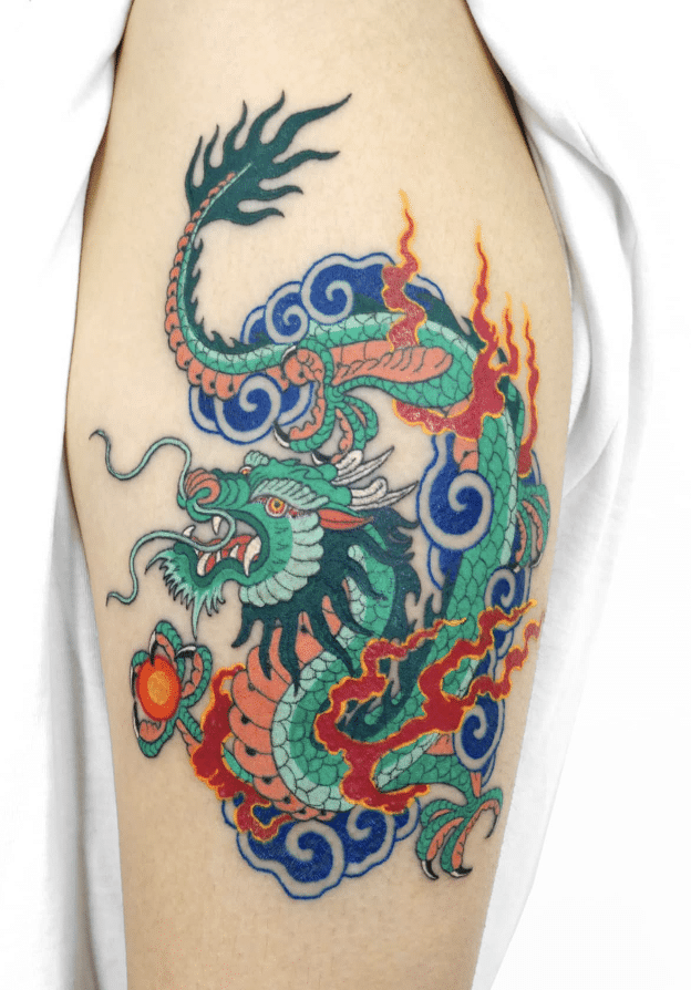 Korean Green Dragon Tattoo