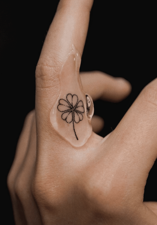 Lucky Clover Finger Tattoo