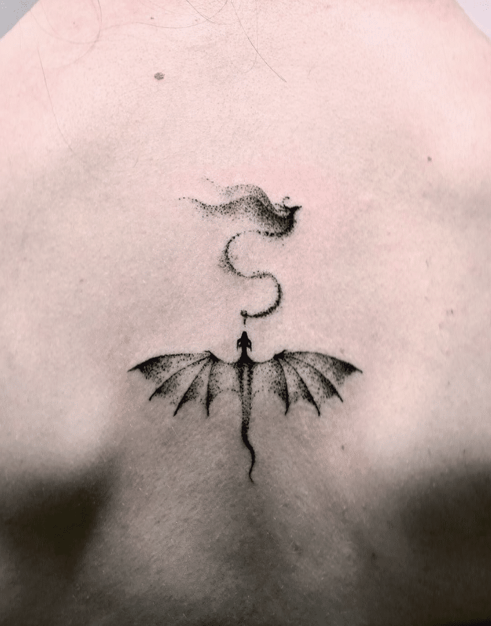 Minimalist Dragon Phoenix Tattoo