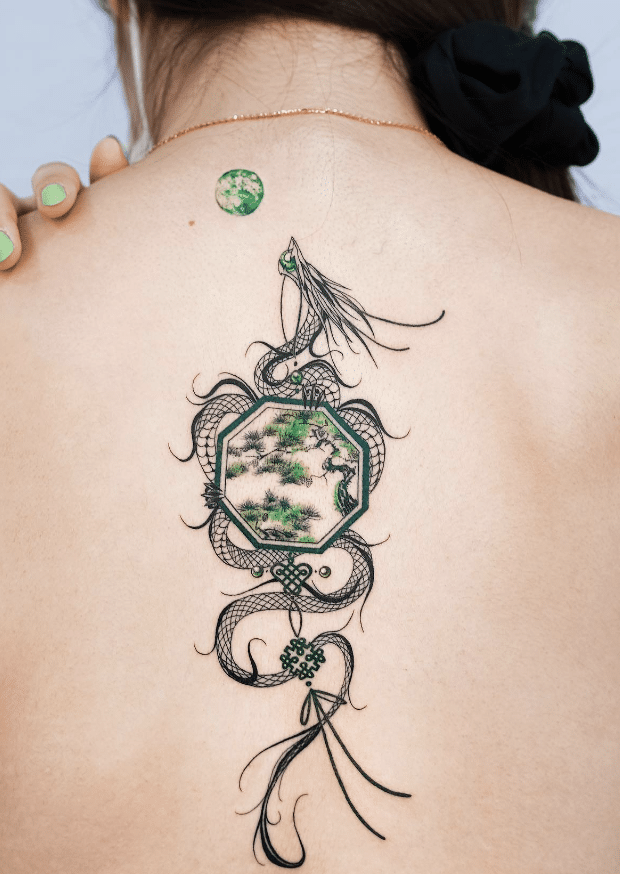 Ornament Green Dragon Tattoo