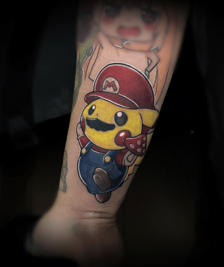 Pokemon X Mario Tattoo