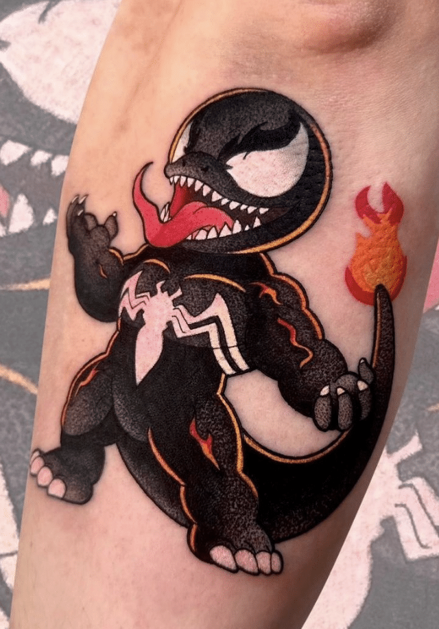 Pokemon X Spiderman Tattoo